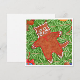 Carte plate GINGERBREAD KITTY 5,25" carrée