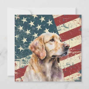 Carte plate Grunge Drapeau Américain Chien Golden