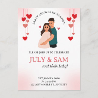 Carte plate - Invitation pour une baby shower