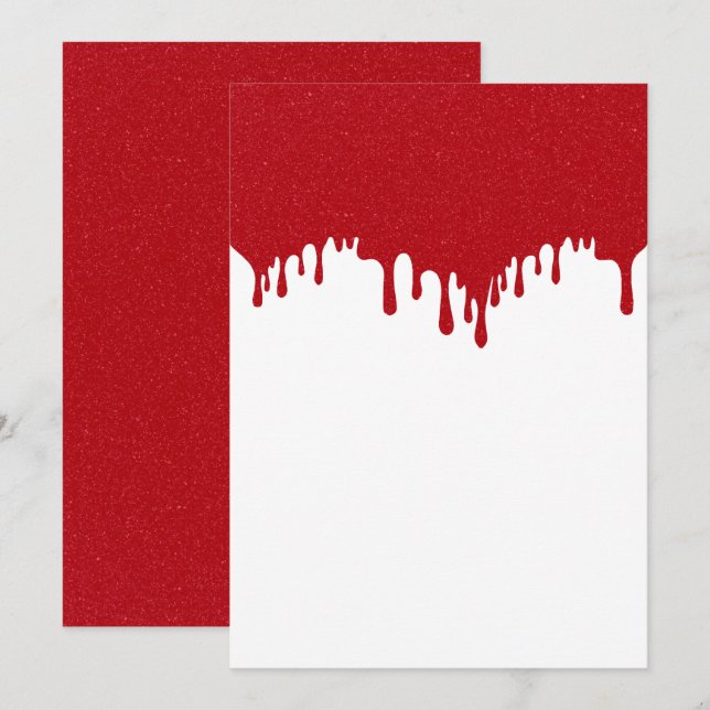 Carte plate personnalisable à goutte d'eau rouge t (Devant / Derrière)