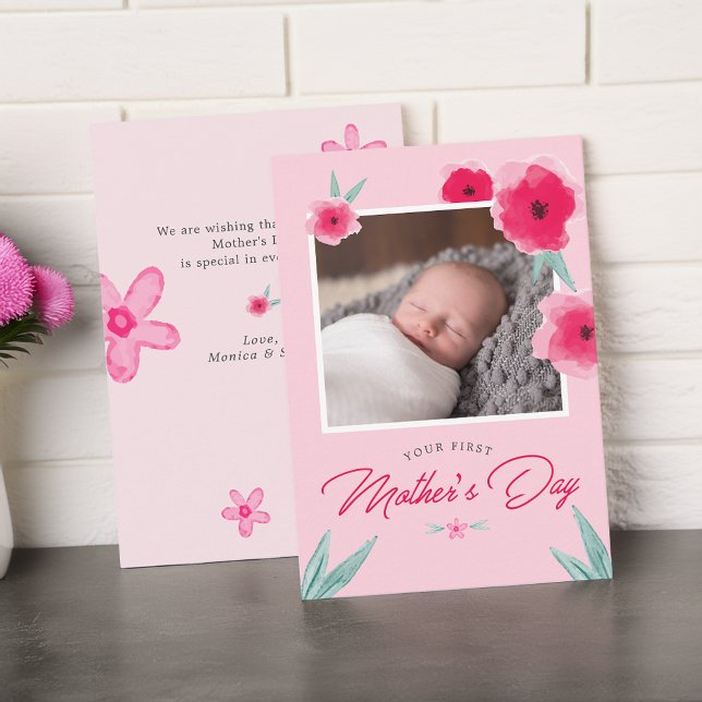 Carte plate photo pour la première fête des mères (Your First Mother's Day Photo Flat Card)