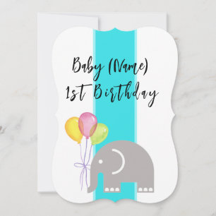 Carte plate pour le 1er anniversaire d'Éléphant