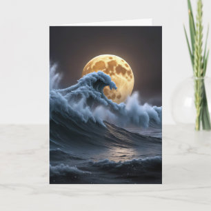 Carte Pleine lune Anniversaire Dans La Vague Océanique