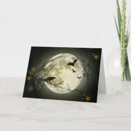 Carte Pleine lune avec corneille et chauves-souris