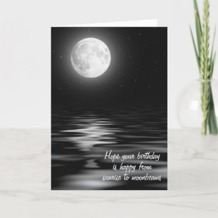 Carte Pleine lune d'anniversaire sur l'eau