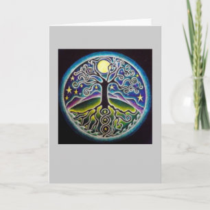 Carte Pleine lune dansante Arbre de vie Mandala Card