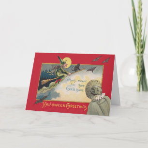 Carte Pleine lune de chauve-souris de chat noir de sorci