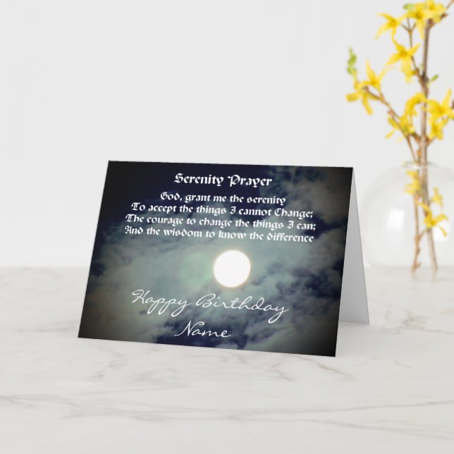 Carte Pleine lune de prière de sérénité Anniversaire per (Fleur jaune)