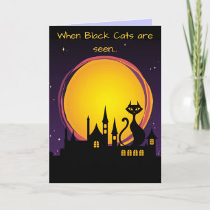 Carte Pleine lune et chat noir Halloween