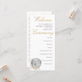 Carte Pleine lune Fleur sauvage Gold Aquarelle Invitatio
