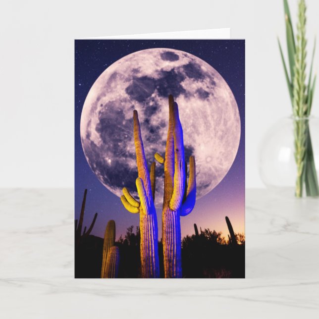 Carte Pleine lune sur le Saguaro Cactus (Devant)