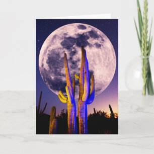 Carte Pleine lune sur le Saguaro Cactus
