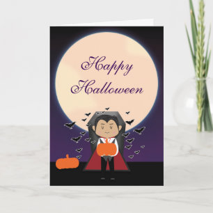 Carte pliable Halloween Little Dracula Vampire pou
