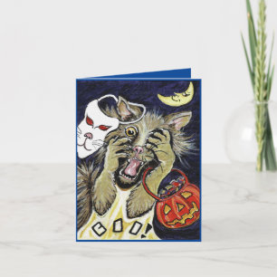 Carte pliante Halloween Chat