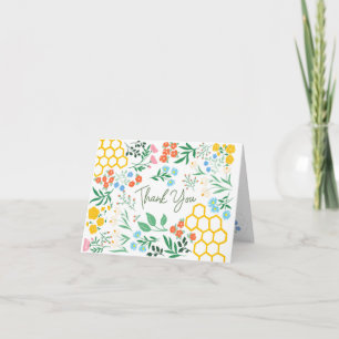 Carte pliante Merci à fleur d'abeille et sauvage