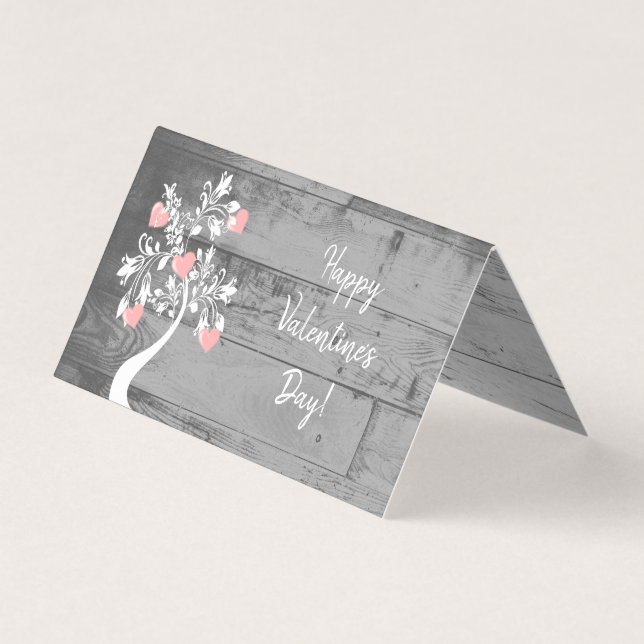 Carte pliée Arbre de Coeurs de Saint Valentin rose (Front)