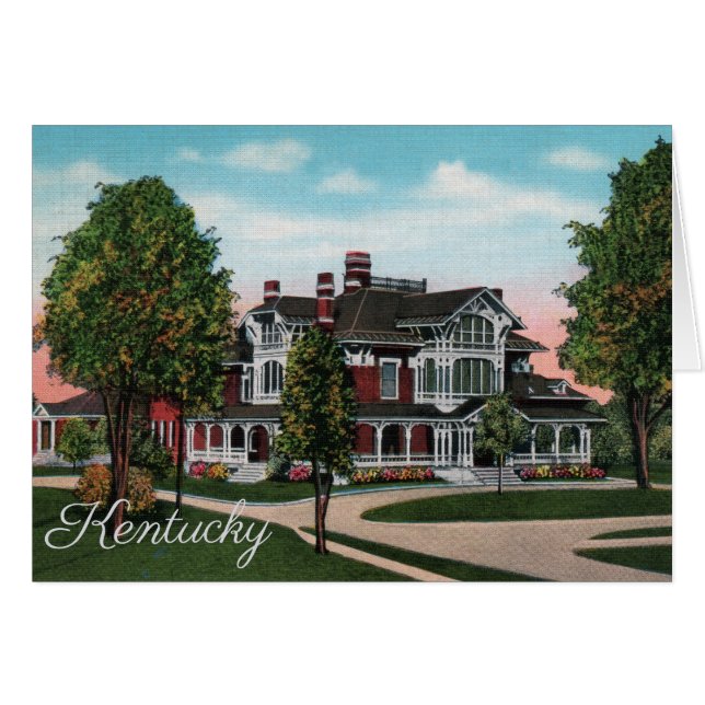 Carte pliée blanche du Kentucky Mansion (Devant horizontal)