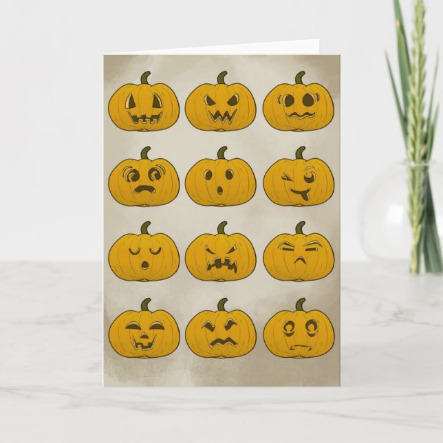 Carte pliée Citrouille Halloween vintage (Devant)