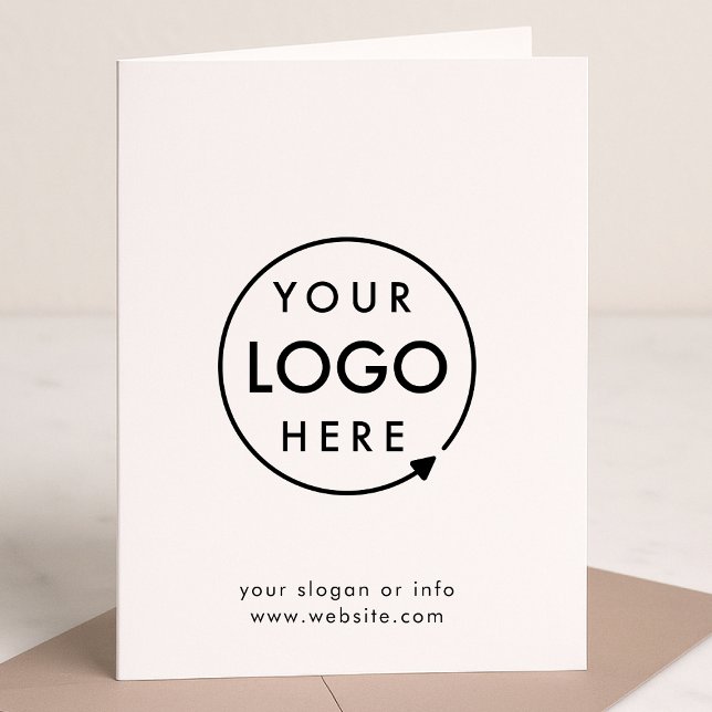 Carte pliée commerciale | Logo Noir 5x7 avec formu (Modern sleek white business folded greeting card by Guava - elegant, professional, and customizable)