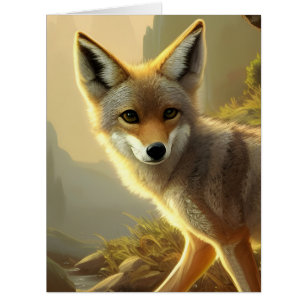 Carte pliée Coyote Pup Wildlife Portrait XL