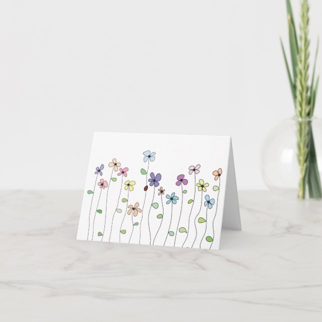 Carte pliée de fleurs dessinées à la main et de co (Devant)