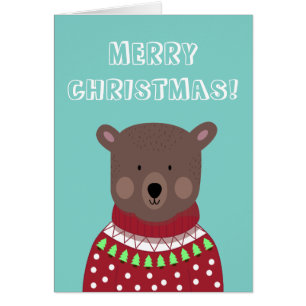 Carte pliée de l'ours de Noël