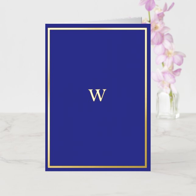 Carte pliée de monogramme à huile d'or réel (Orchidée)