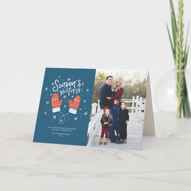 Carte pliée de Noël Hygge Mittens (Devant)