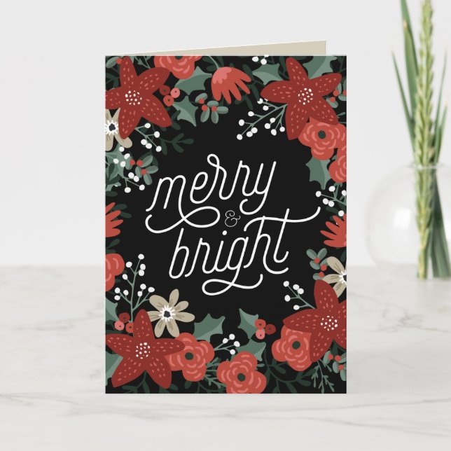 Carte pliée de Noël Poinsettia Foliage (Devant)