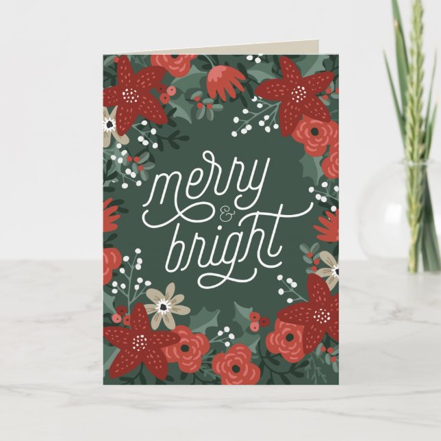 Carte pliée de Noël Poinsettia Foliage (Devant)