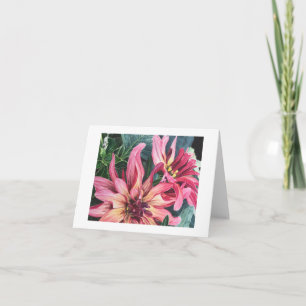 Carte pliée de peinture couleur aquarelle dahlia