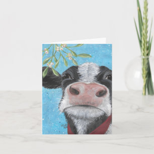 Carte pliée de vache au gui