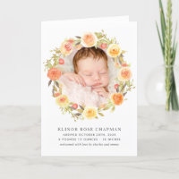 Carte pliée Faire-part de naissance photo florale