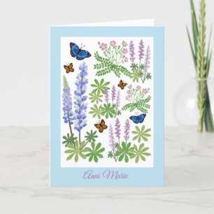 Carte pliée fleurs sauvages et papillons de la Fêt