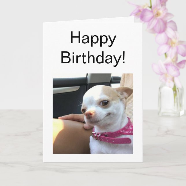 Carte pliée Joli Chihuahua Dog meme (Orchidée)