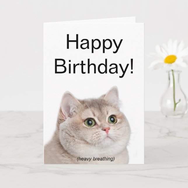 Carte pliée Mème de chat Respirant lourd (Petite plante)