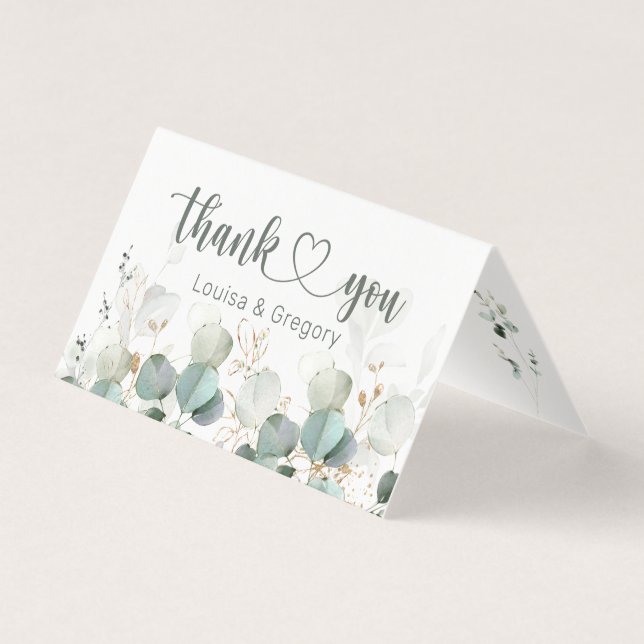Carte pliée Merci Mariage Eucalyptus Foliage (Front)