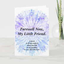 Carte pliée Poème Sympathy Pet