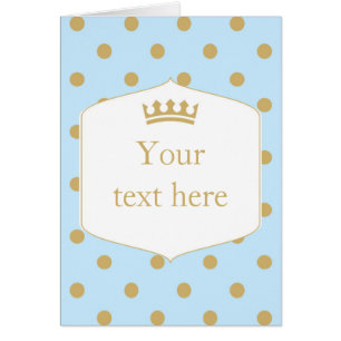 Carte pliée Prince Royal à points bleus et dorés