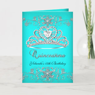 Carte pliée Quinceanera Aqua Parties scintillant T