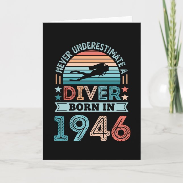 Carte Plongeur né 1946 80e Anniversaire Diving Gift Fan (Devant)