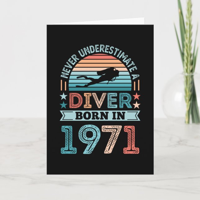 Carte Plongeur né 1971 50e Anniversaire Diving Gift Fan (Devant)