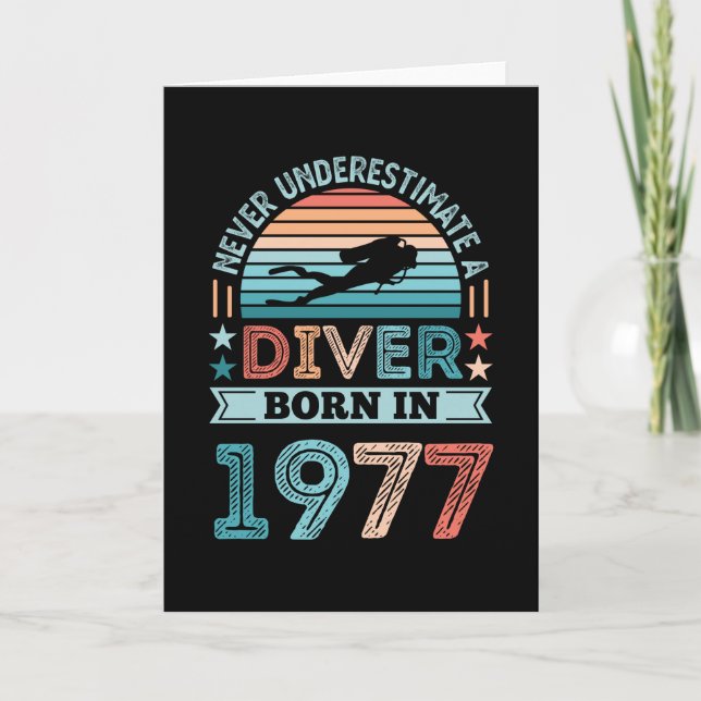Carte Plongeur né 1977 50e Anniversaire Diving Gift Fan (Devant)