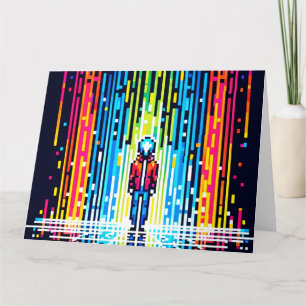 Carte Pluie numérique Cyberpunk Pixel Art Futuriste