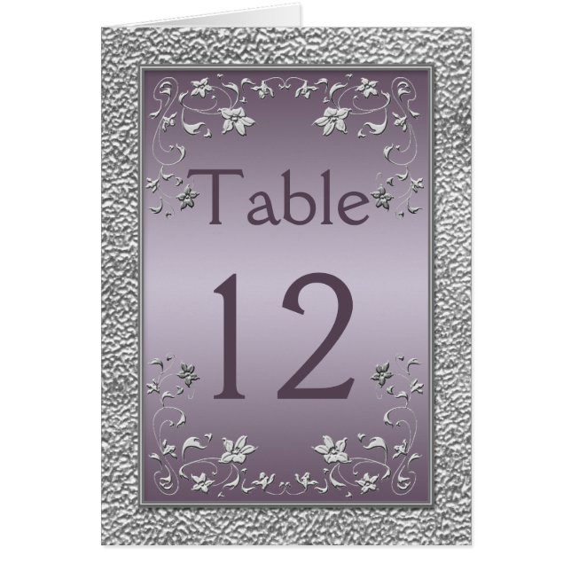 Carte Plum and Pewer Floral Table Card (Devant)