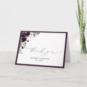 Carte Plum Purple Aquarelle Florale Mariage Merci