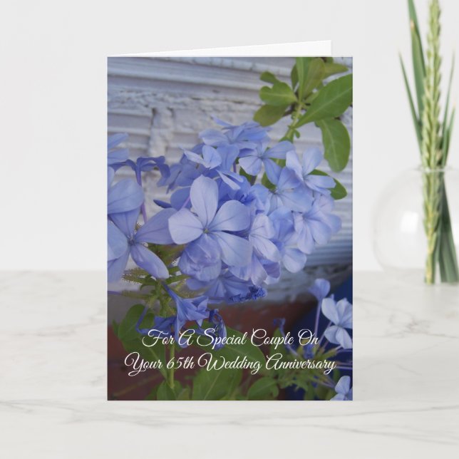 Carte Plumbago Personnalisé 65e anniversaire de Mariage (Devant)