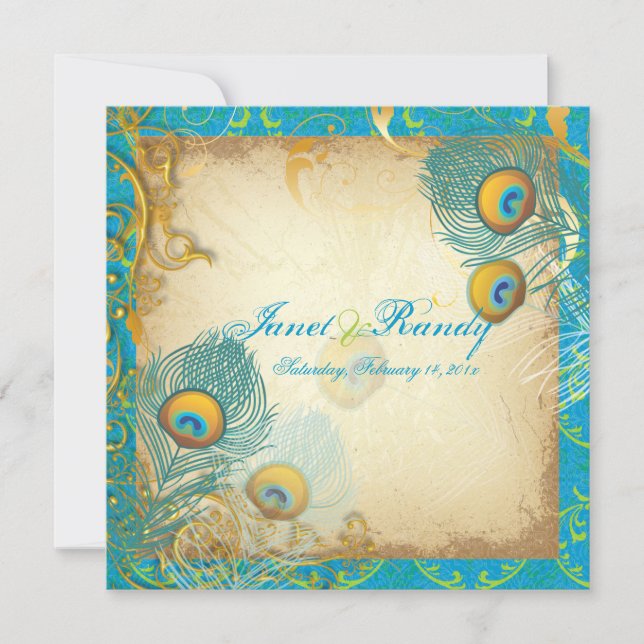 Carte plume de paon PixDezines/aqua/turquoise (Devant)