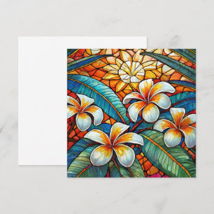 Carte Plumeria en verre tendu sur orange