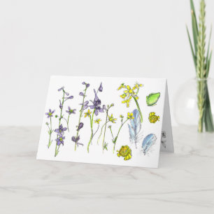 Carte Plumes de grenouille Fleurs Nature Joyeux annivers